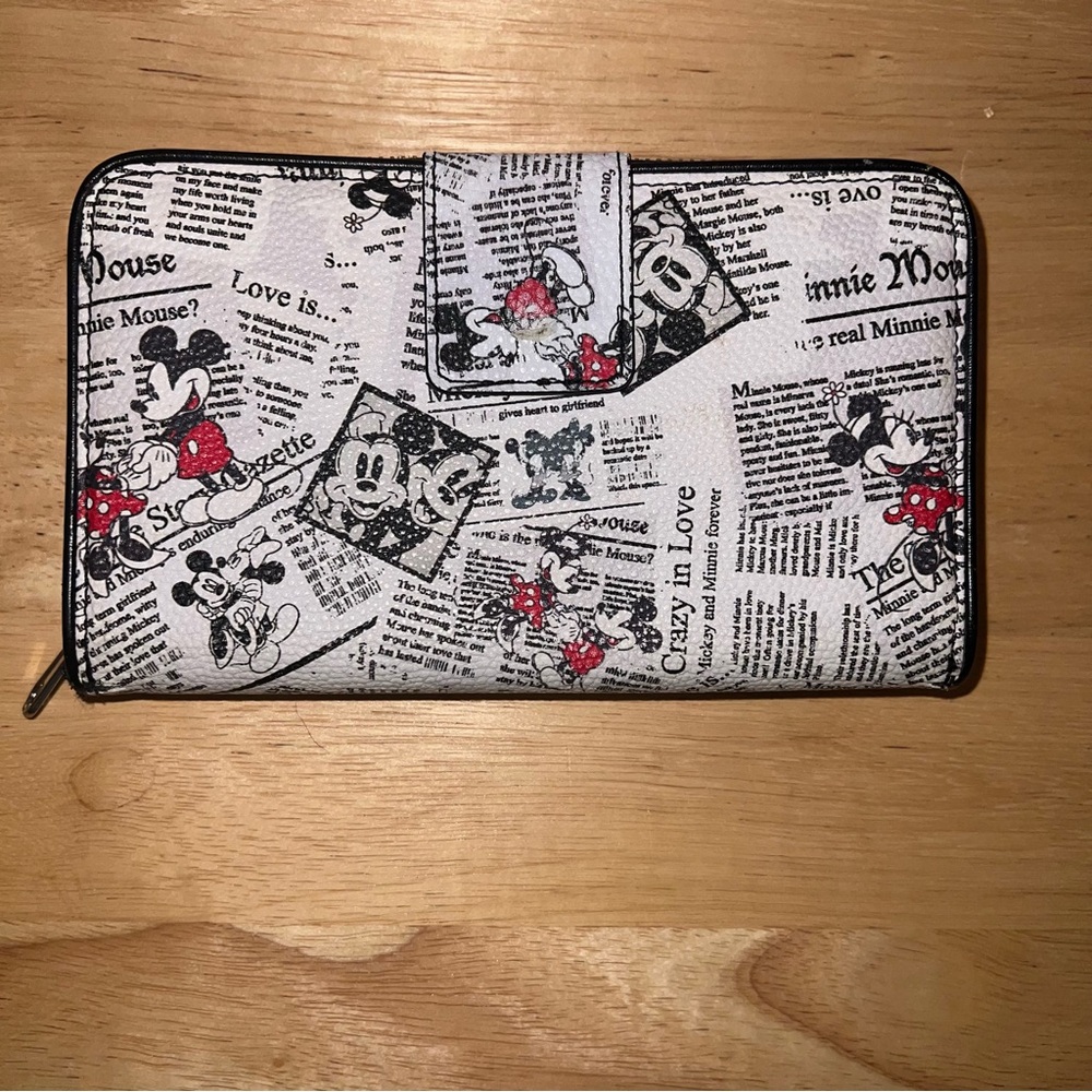 Disney Mickey Mouse Black and White Wallet with Red Accents